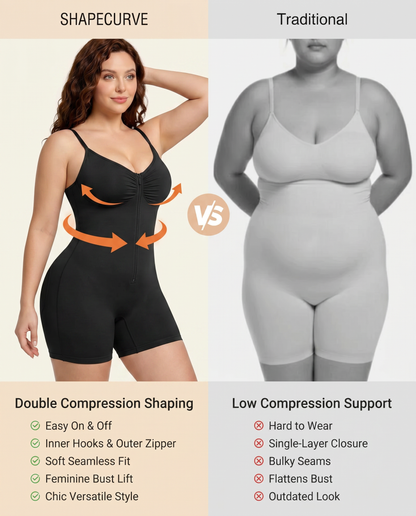 Women's High Elastic Zipper Adjustable Straps Breathable Mesh Design Tummy Control Body Shaper
