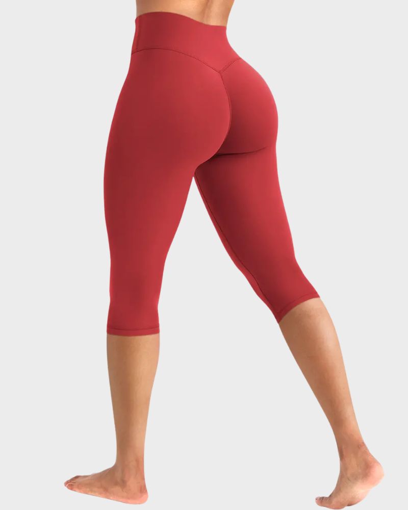 High-Waisted No-Front-Seam Scrunch Capri Leggings
