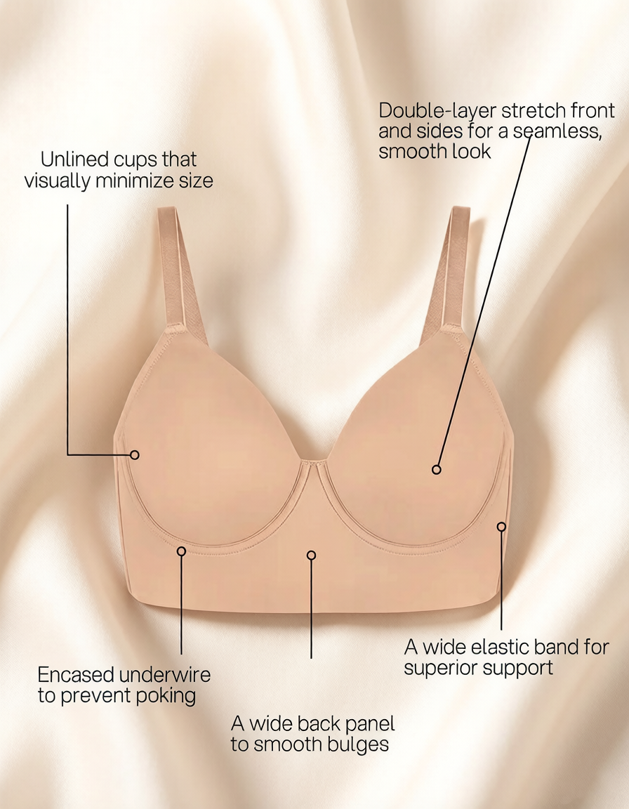 Delia Plus Size Smooth Full-Coverage Longline Support Bra.