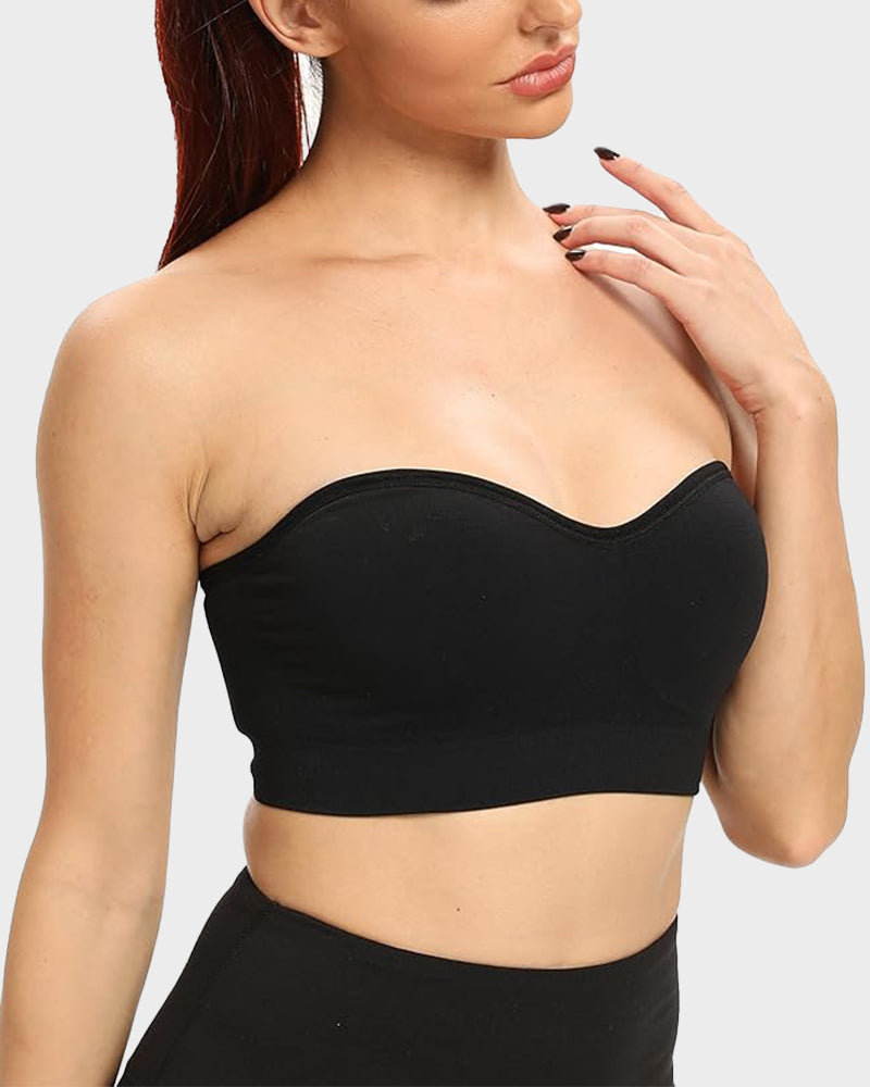 Wireless Strapless Bandeau Bra with Anti‑Slip Silicone Support