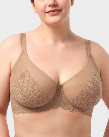 Plus Size Mermaid Lace Minimizer Underwire Bra