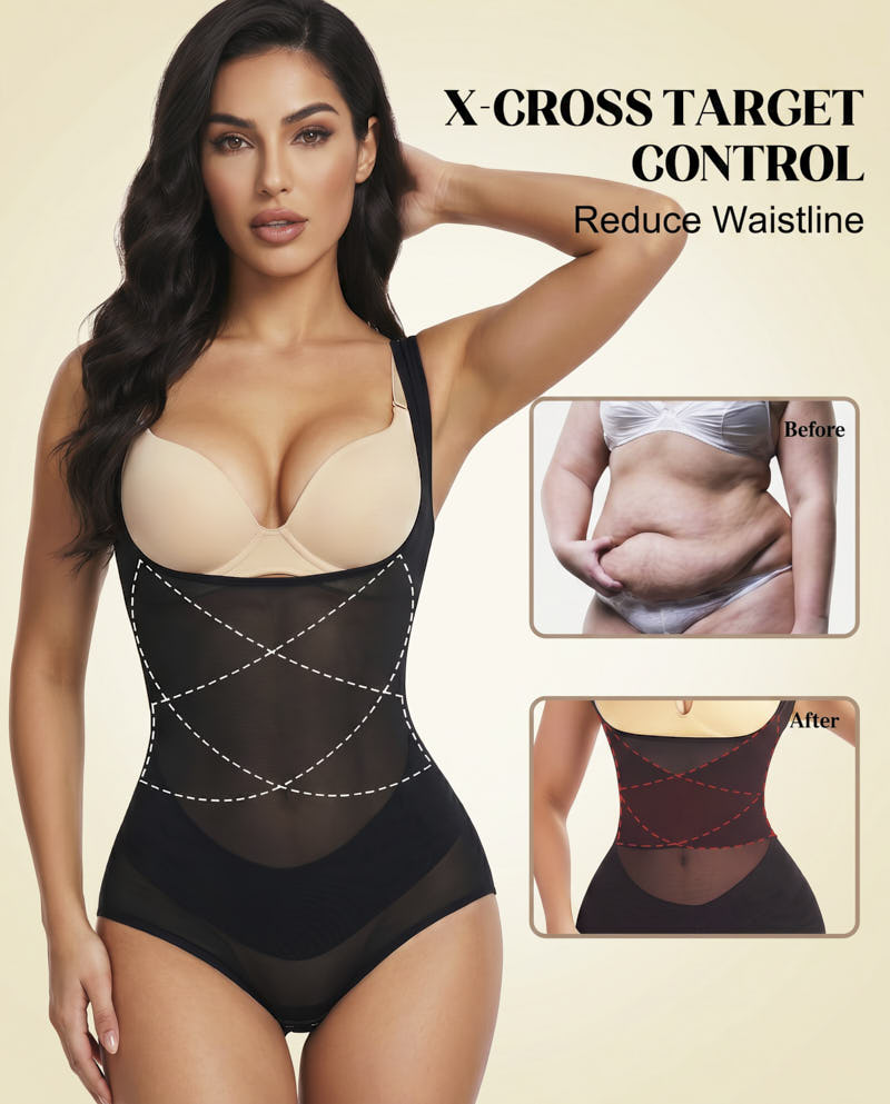 Open Bust Cross Compression Body Shaper