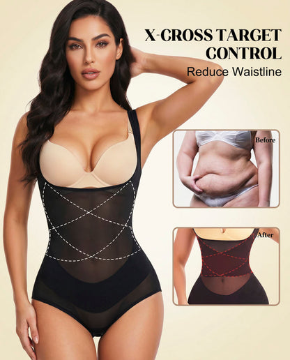 Open Bust Cross Compression Body Shaper