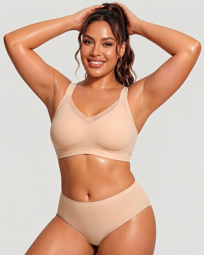 Womens Wireless Bras V Mesh Comfortable Bralette Supportive