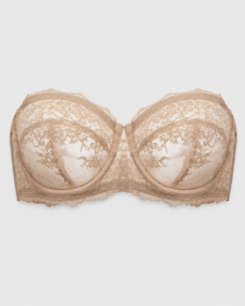 Lace Strapless See-Through Plus Size Convertible Underwire Bra