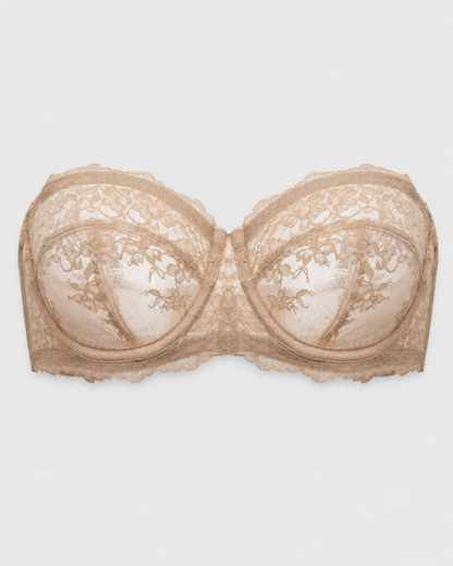 Lace Strapless See-Through Plus Size Convertible Underwire Bra