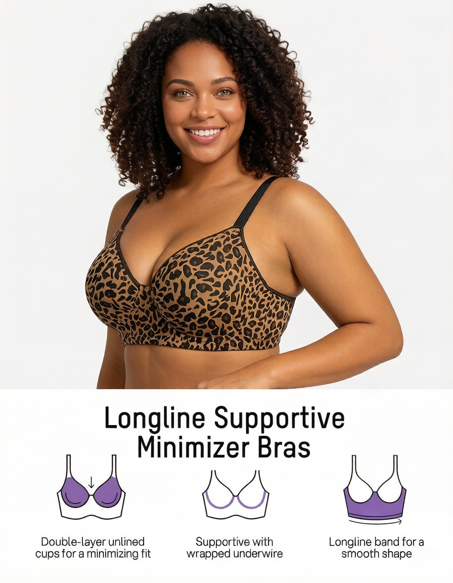 Delia Plus Size Smooth Full-Coverage Longline Support Bra.