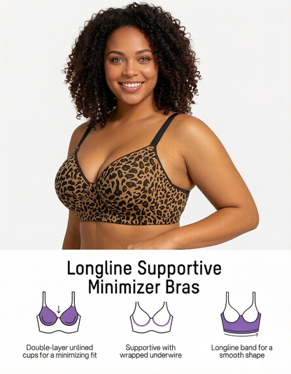 Delia Plus Size Smooth Full-Coverage Longline Support Bra.