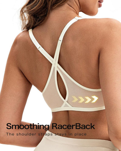 Front-Closure Mesh Plunge Racerback Underwire Bra