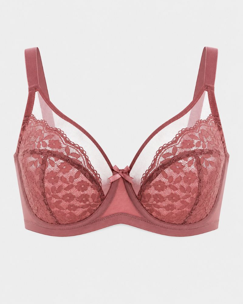 Plus Size Floral Lace Minimizer Underwire Bra