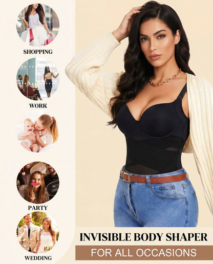 Open Bust Cross Compression Body Shaper