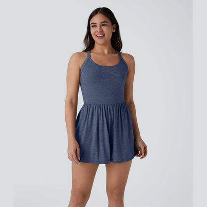 Backless Twisted Side Pocket 2-in-1 Resort Romper-Easy Peezy Edition