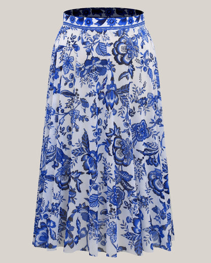 Two-Piece Floral Print Ruched Mesh Swimsuit, Sarong