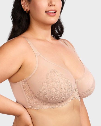 Plus Size Mermaid Lace Minimizer Underwire Bra