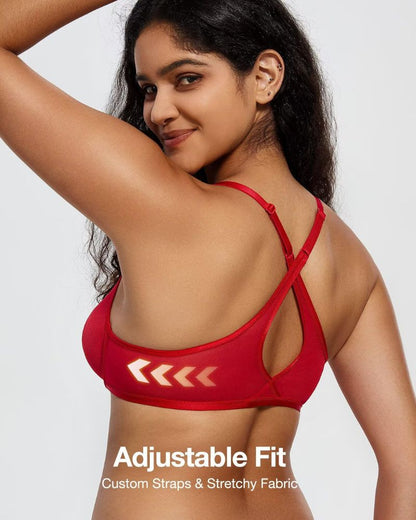 Front-Closure Mesh Plunge Racerback Underwire Bra