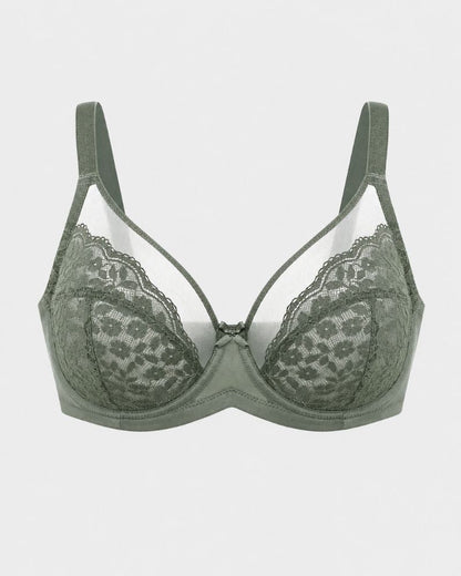 Plus Size Floral Lace Minimizer Underwire Bra