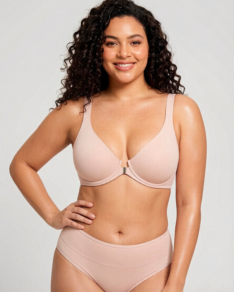 Women’s Front Closure Bra Full Coverage Posture Support Underwire Bra