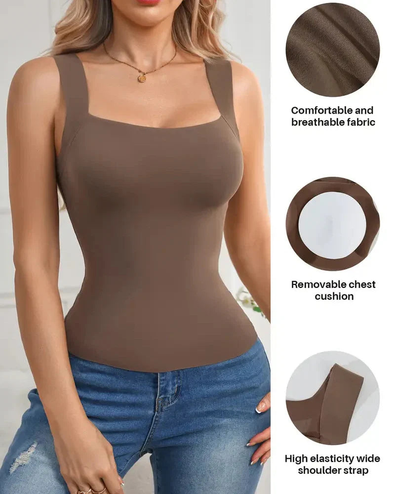Women's Sleeveless Double-Layer Tank Tops Shaping Vest