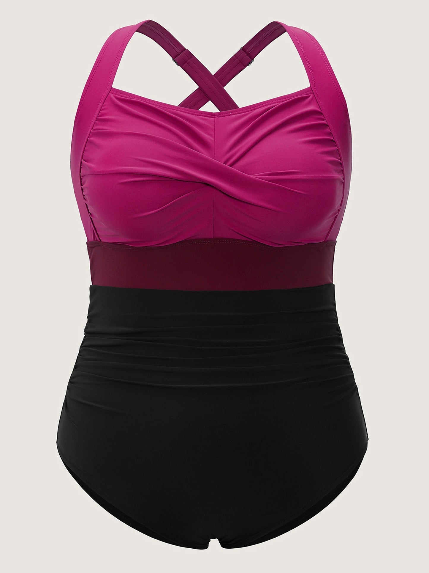 Contrast Twist Front Tummy-Control One Piece Swimsuit