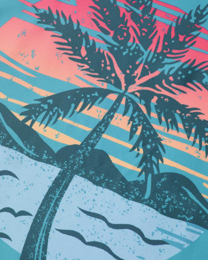 Island Print Drawstring Adjustable Swim Top