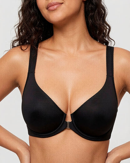 Front Closure Underwire Unlined Back Support Plunge Bra