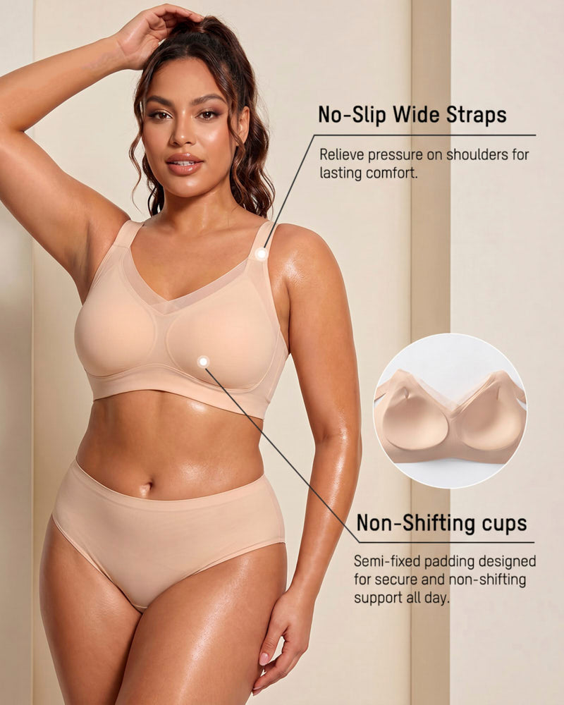 Womens Wireless Bras V Mesh Comfortable Bralette Supportive