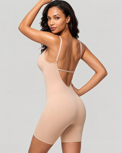 Women's U Plunge Strapless Tummy Control Bodysuit Low Back Built In Bra Shapewear