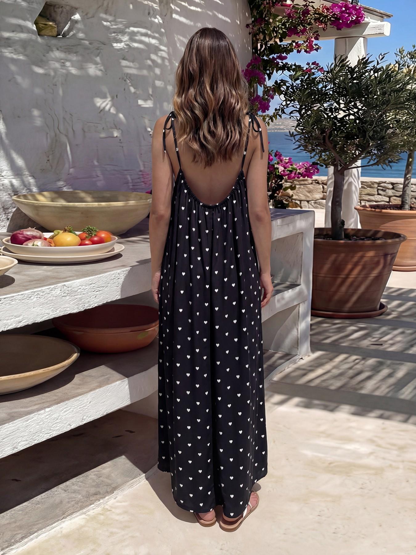 Women’s Chic Solid Color Backless Cami Dress