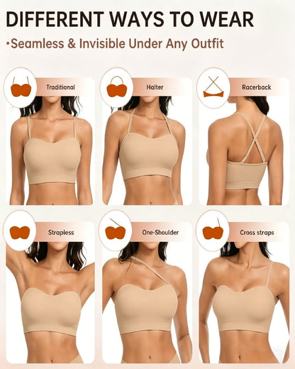 Wireless Strapless Bandeau Bra with Anti‑Slip Silicone Support