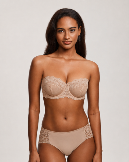 Lace Strapless See-Through Plus Size Convertible Underwire Bra
