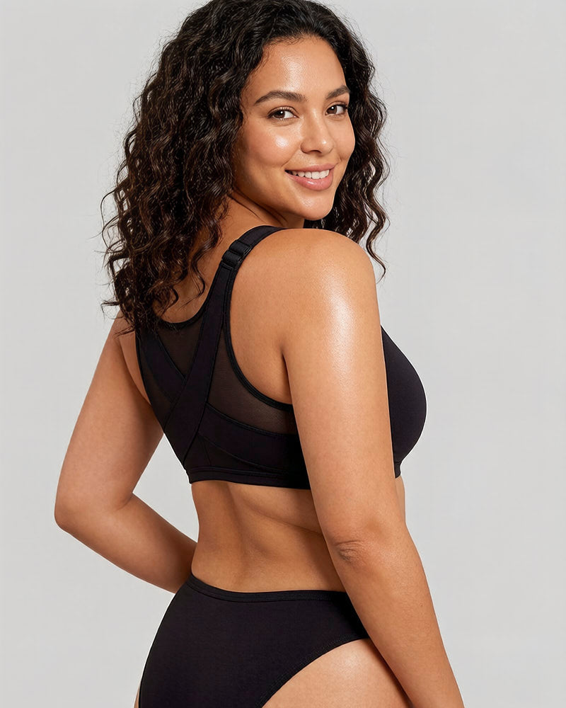 Front Closure Underwire Unlined Back Support Plunge Bra