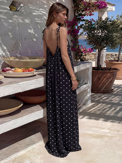 Women’s Elegant Solid Color Backless Slip Dress