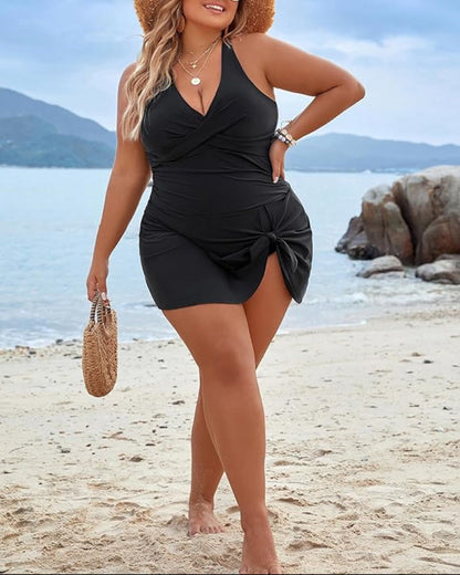 Plus Size One Piece Swim Dress Swimsuit Tummy Control Bathing Suits
