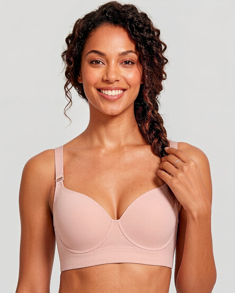 Push-Up Back Smoothing Bra-Brown