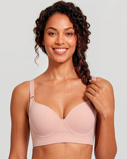 Push-Up Back Smoothing Bra-Brown