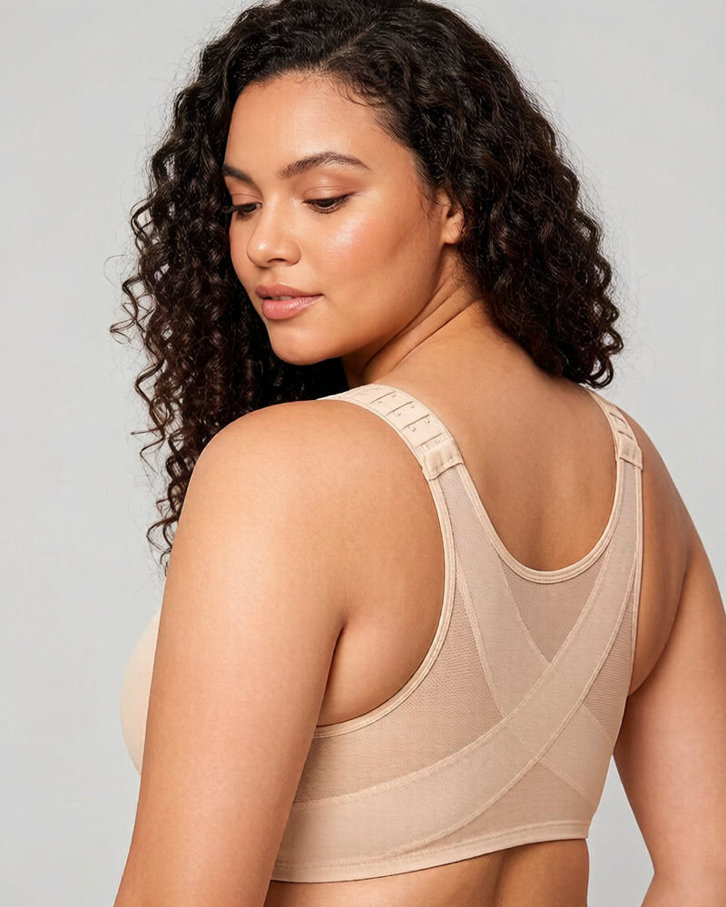 Women’s Front Closure Bra Full Coverage Posture Support Underwire Bra