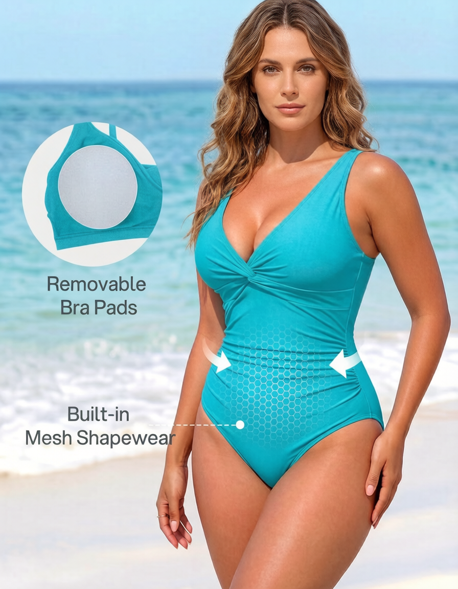Hourglass™ Ruched Twist Front Slimming One-Piece Swimsuit