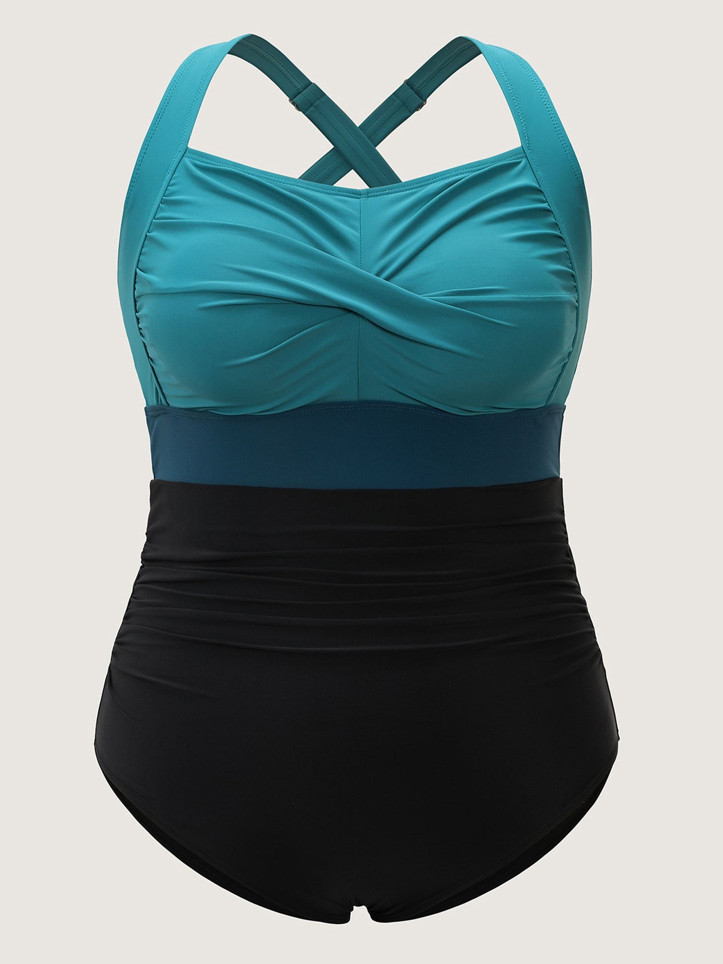 Contrast Twist Front Tummy-Control One Piece Swimsuit