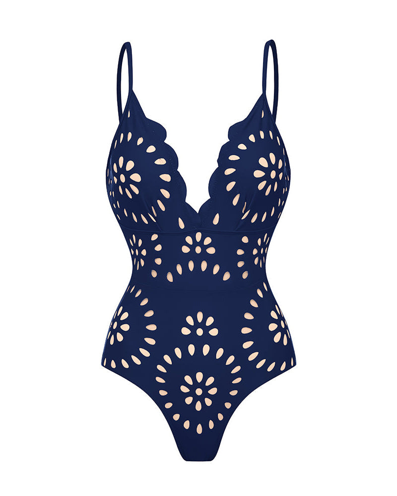Shapecurve® Flower Hollow One Piece Swimsuit and Skirt