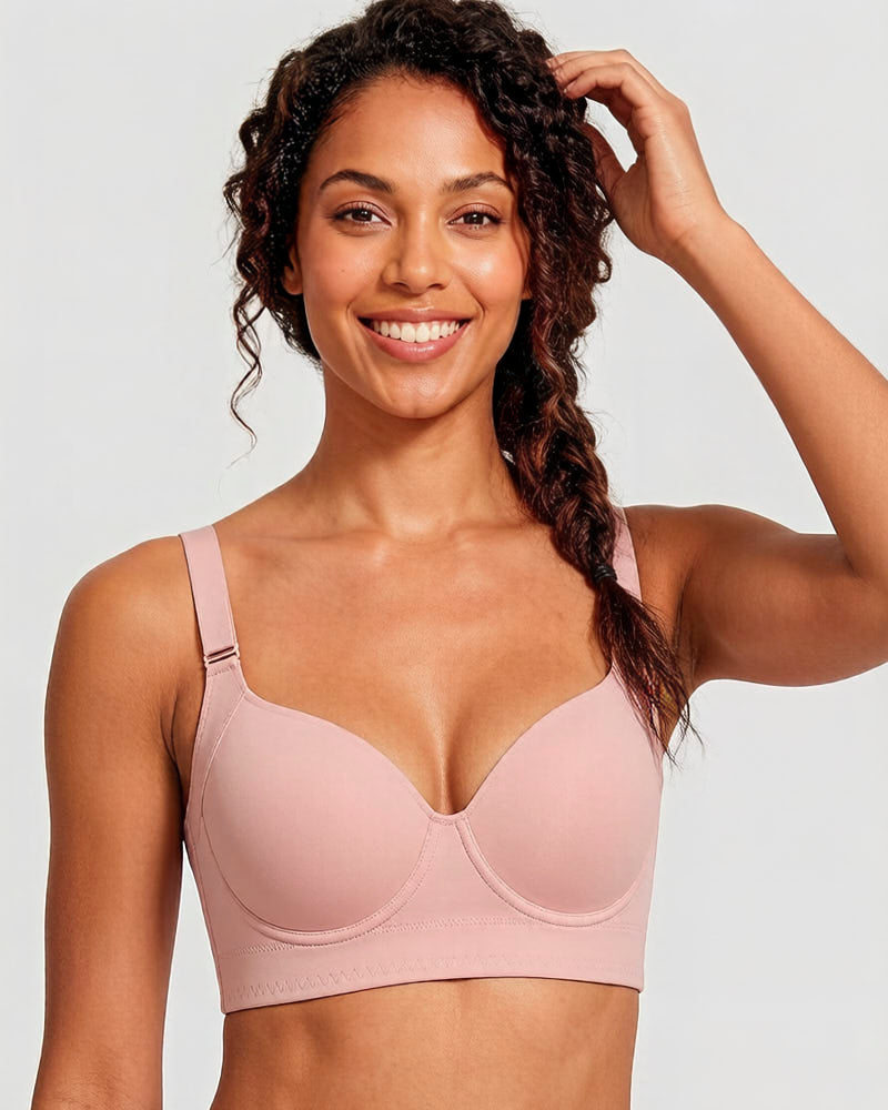 Push-Up Back Smoothing Bra-Brown