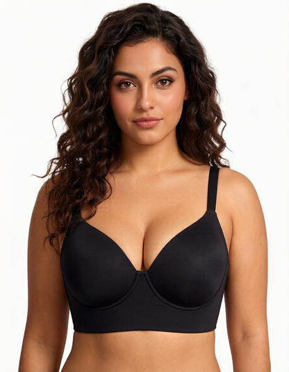 Delia Plus Size Smooth Full-Coverage Longline Support Bra.