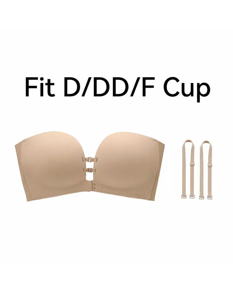 Seamless Front Closure Strapless Push-Up Bra with Removable Straps