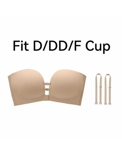 Seamless Front Closure Strapless Push-Up Bra with Removable Straps