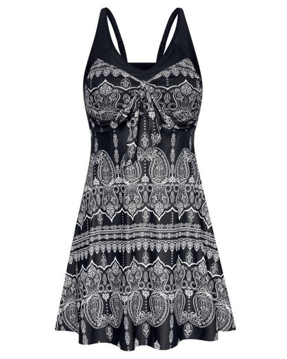 Women's Two Piece Swim Dress Plus Size Tummy Control Tankinis Swimdress Floral Printed Swimwear Swimsuits with Boyshort