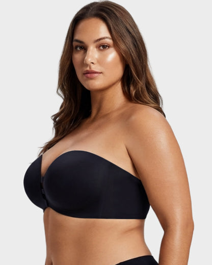 Seamless Front Closure Strapless Push-Up Bra with Removable Straps