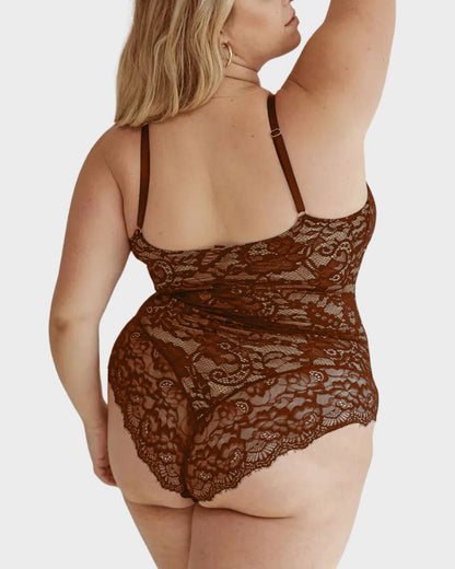 Deep V Sexy Lace Sculpting Thong Bodysuit