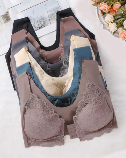 Shapecurve Women's Contrast Lace Hook & Eye Front PushUp Bra
