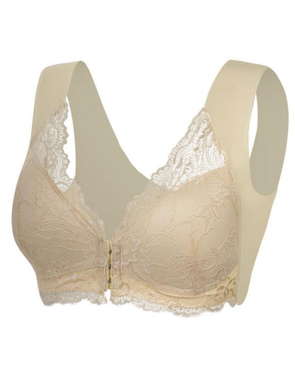 Shapecurve Women's Contrast Lace Hook & Eye Front PushUp Bra