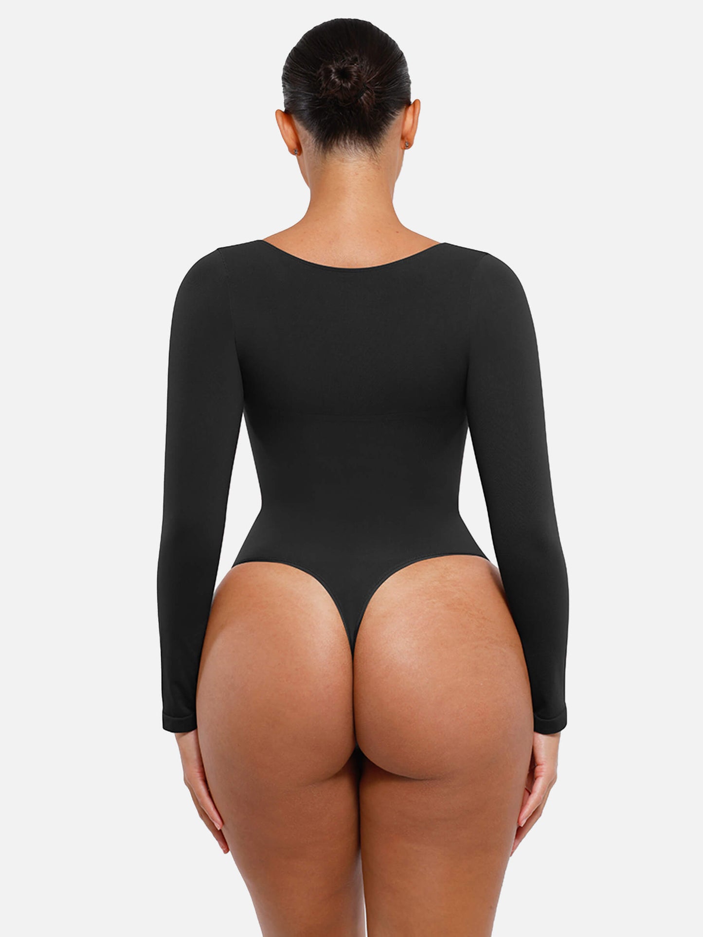 Womens Seamless Sculpt Long Sleeve Thong Bodysuit for Tummy Control