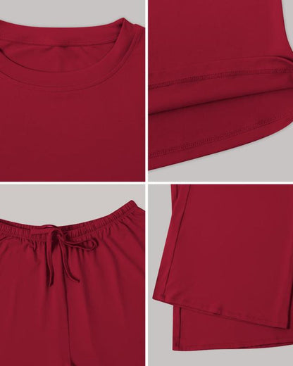 Women’s 2-Piece Activewear Set: Long-Sleeve Crop Top & Wide-Leg Pants | Stretchy Yoga/Workout/Running Clothes
